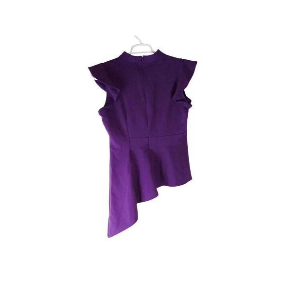 7th Avenue Womens Top Purple Flutter Sleeve Blouse Asymmetrical Hem Size L - Picture 2 of 11